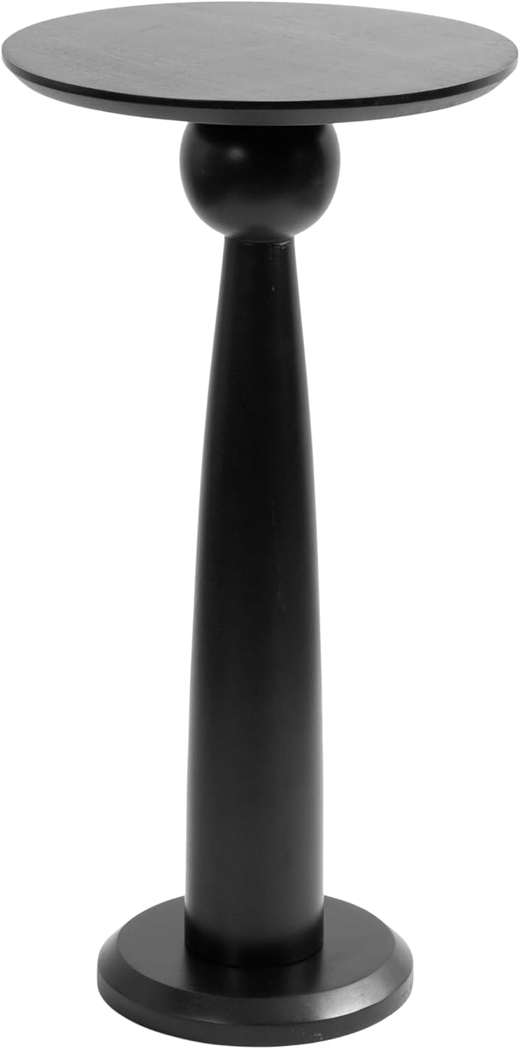 Kate and Laurel Jakob Modern Wooden Round Side Table; 12 x 24; Black; Circle Pedestal Table for Use as Bedroom Nightstand; Indoor Plant Stand; or Decorative Living Room Table