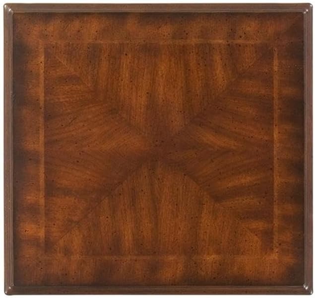 BOWERY HILL Traditional Wood Nesting Tables, Set of 3, Cherry Dark Brown Finish, Hardwood and Veneer Construction, Scalloped Apron, Curved Legs, Distressed Style for Living Room or Home Use