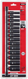 3/8 In Drive Impact Socket Set For Milwaukee Tool 49-66-7008, Metric, 14 Pc. Pcs
