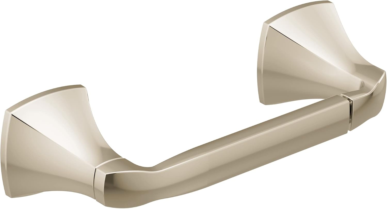 Moen Voss Pivoting Toilet Paper Holder YB5108NL, Double Robe Hook YB5103NL, 24-Inch Bathroom Towel Bar YB5124NL, and Hand Towel Ring YB5186NL, Polished Nickel