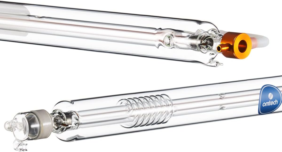 OMTech 60W CO2 Laser Tube for Laser Engraver & Cutter Machine, 1000mm 50mm Dia Laser Cutter Tube with Borosilicate Glass 6000hr MTTF, Laser Cutting Engraving Machine Replacement Tube for Wood Stone