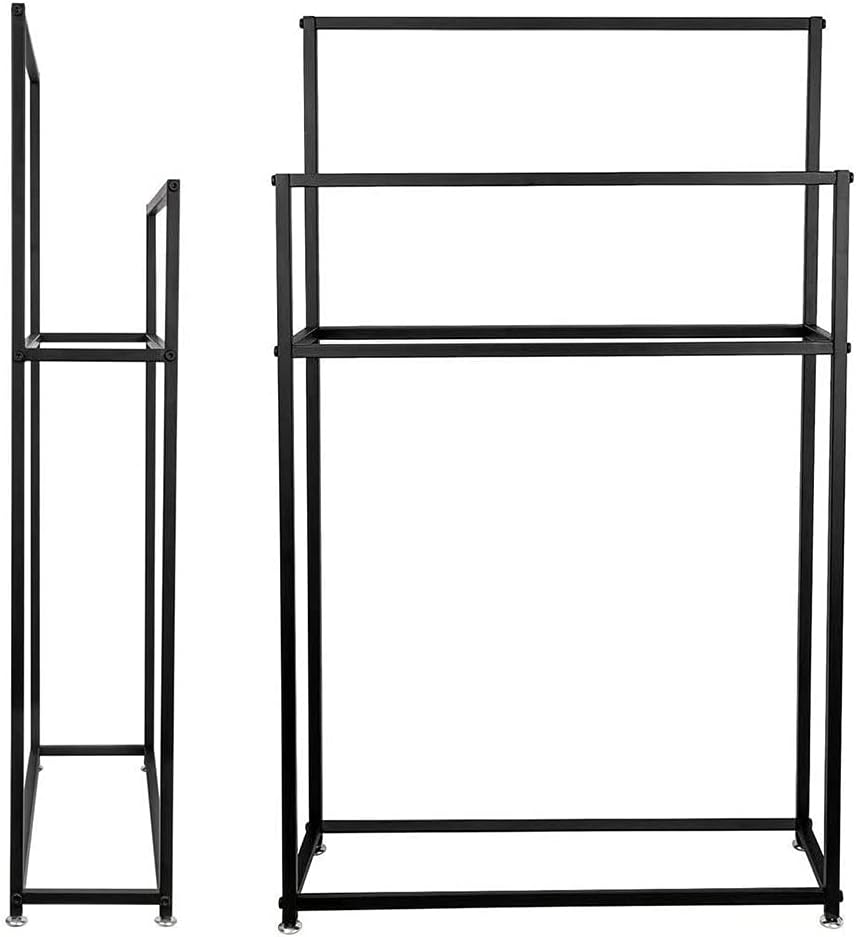Exquisite Bathroom Shelves Black Towel Holder Stand, Tall Floor Standing Metal Bath Towel Rack with 4 Towel Hanger Bars, Utility Towel Stand for Hot Tubs, Pools, Balcony(Size:65×20×110cm)