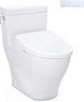 TOTO® WASHLET®+ Legato® One-Piece Elongated 1.28 GPF Toilet with Auto Flush S7A Contemporary Bidet Seat, Cotton White - MW6244736CEFGA#01