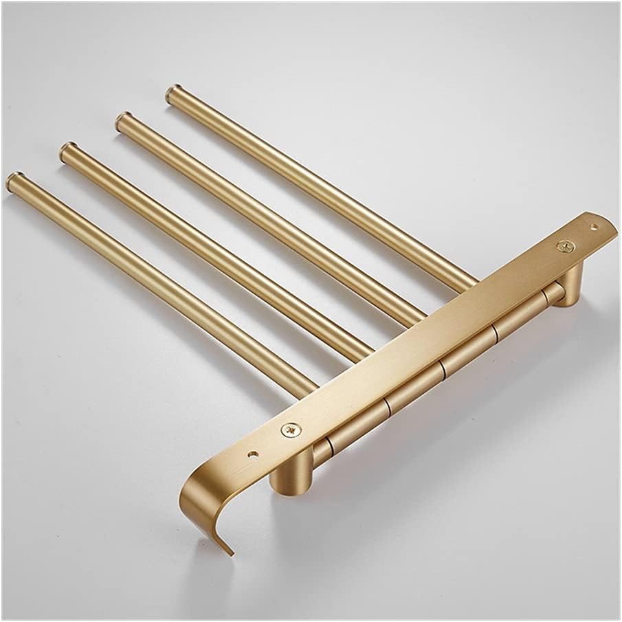 Towel Rail Rack Bath Hardware Brass Foldable Movable Rotatable Towel Bar Holder Rack Bathroom Wall Mounted 3 Bar Brushed Gold Black White Towel Bar for Bathroom