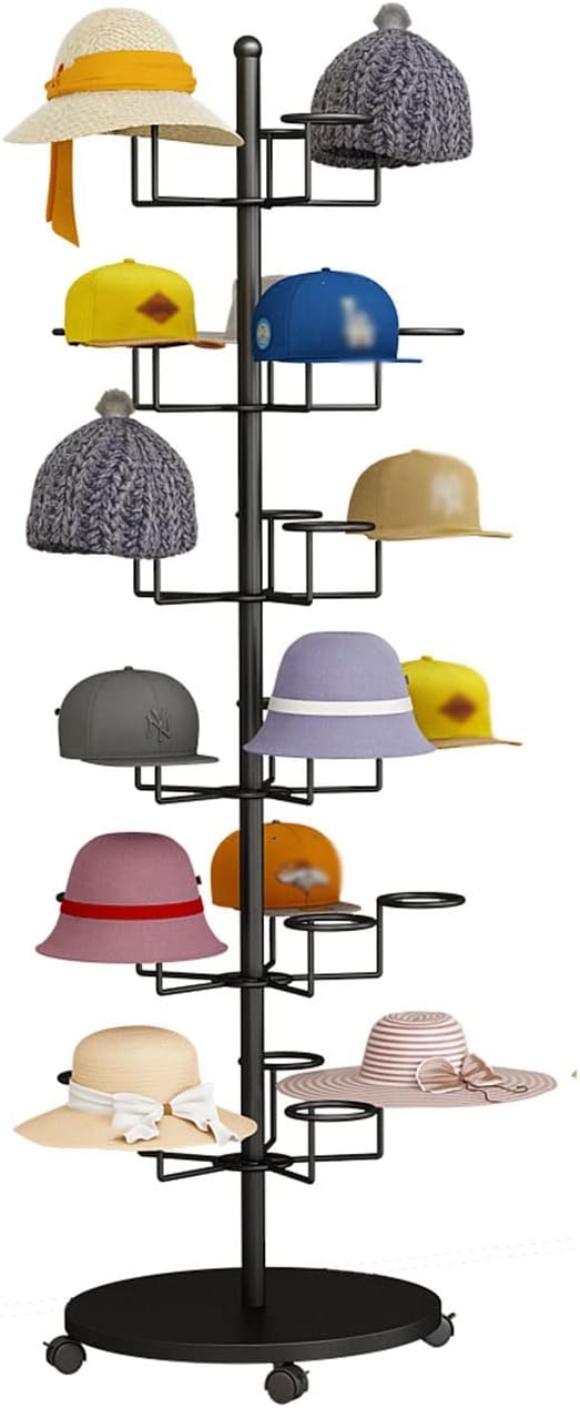 Hat Display Stand Large Capacity Hat Storage Organizers for Women, 6 Tiers Standing Hat Display Rack for Baseball Caps, Commercial and Home Use