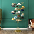 Gold Metal Standing Hat Display Stand on Wheels for Baseball Caps, Wigs & Headwear - Commercial Storage Rack for Kids, Holds up to 25 Hats
