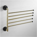 ZTBH Bathroom Hardware Sets Swivel Towel Hangers, Bathroom Towel Holder, Wall Mounted 5 Towel Bars Bathroom Towel Rail Bathroom Hardware Towel Set (Color : Gold and Black)
