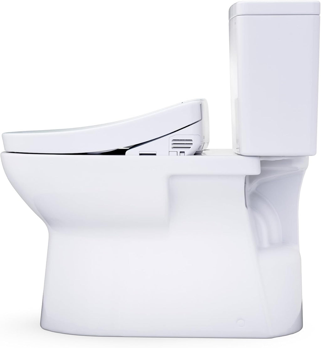 TOTO® Glaston™ WASHLET®+ S2 Two-Piece Elongated 1.0 GPF Universal Height Toilet with CEFIONTECT®, Cotton White - MW4723346CUFG#01