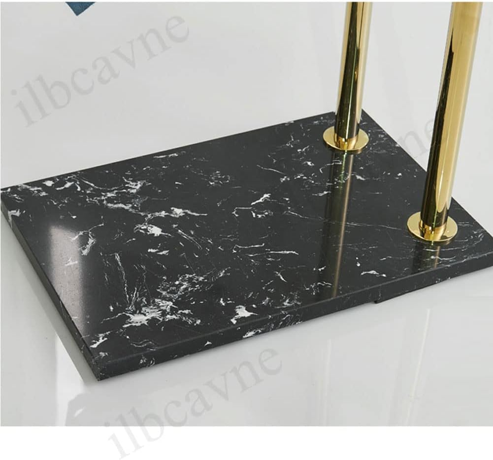 Freestanding Towel Holder with Double Bars for Bathroom Towel Rail Stand and Clothes Drying Rack Airer in Black Color