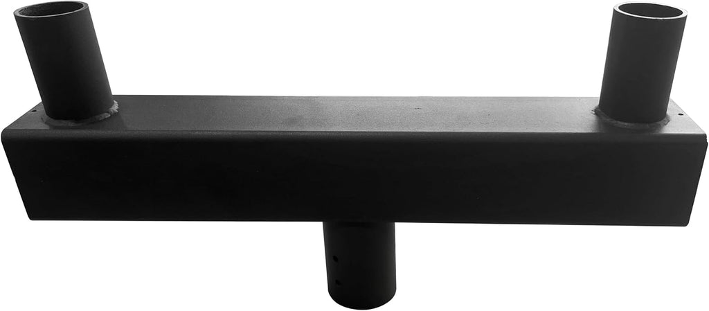 180° Low-Profile Dual-Arm Bullhorn Bracket – 2-3/8' Tenon Adapter for Slip Fitter LED Shoebox, Parking Lot, Area & Street Lights, Heavy-Duty Galvanized Steel Pole Mount with Dark Bronze Finish