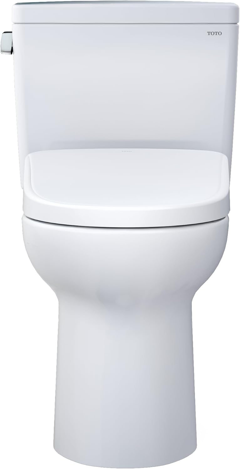TOTO® Drake® WASHLET®+ Two-Piece Elongated 1.6 GPF Universal Height TORNADO FLUSH® Toilet and S7A Contemporary Bidet Seatwith Auto Flush, Cotton White - MW7764736CSFGA#01