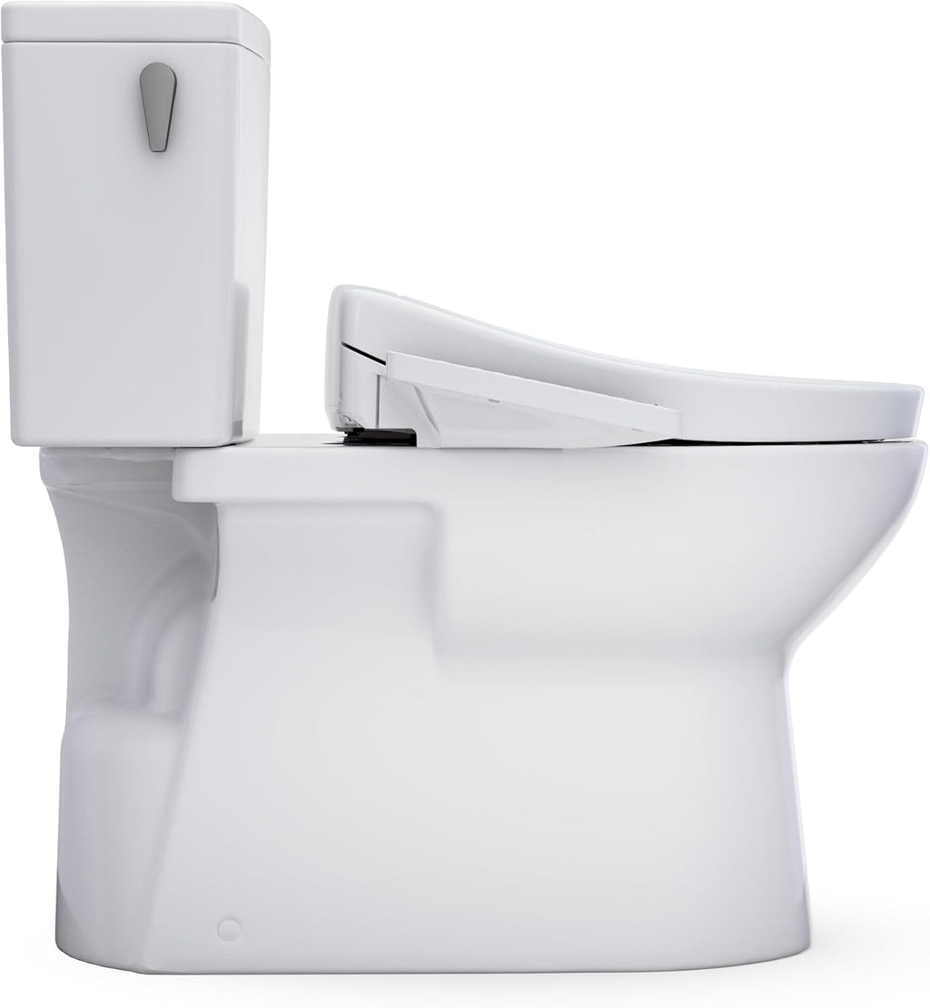 TOTO® Glaston™ WASHLET®+ S2 Two-Piece Elongated 1.0 GPF Universal Height Toilet with CEFIONTECT®, Cotton White - MW4723346CUFG#01