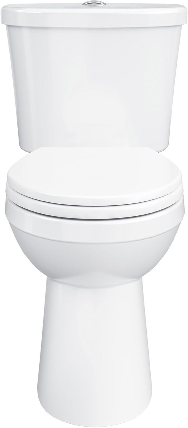 Gerber Maxwell Select Round Dual-Flush 1.0/1.28 GPF Two-Piece Toilet, ADA Chair Height, 12-in Rough-In, High Efficiency, Soft-Close Seat & Install Kit with Wax Ring, White, GRD49220E