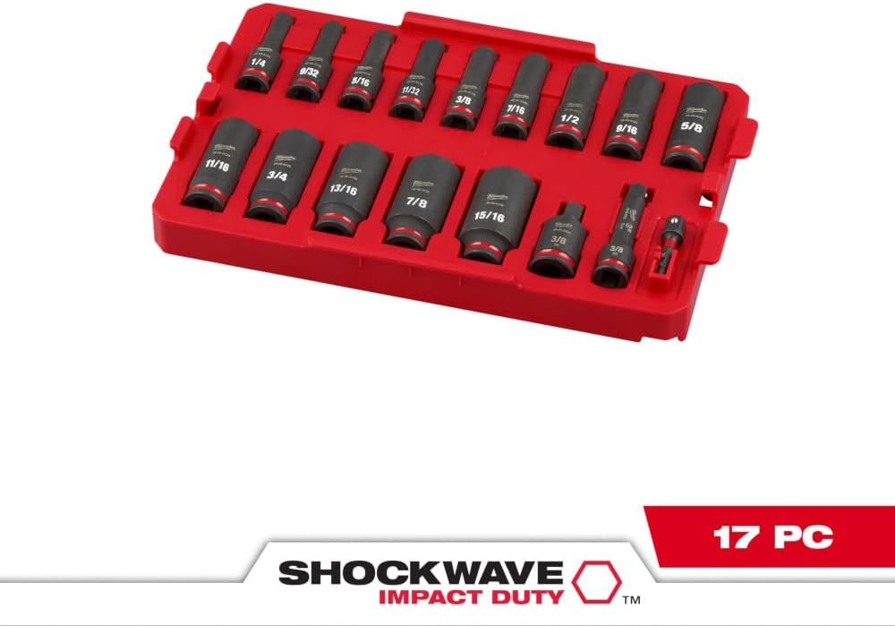 Milwaukee Electric - Shockwave Impact Duty. Socket 3/8. DR 17PC SAE TRA