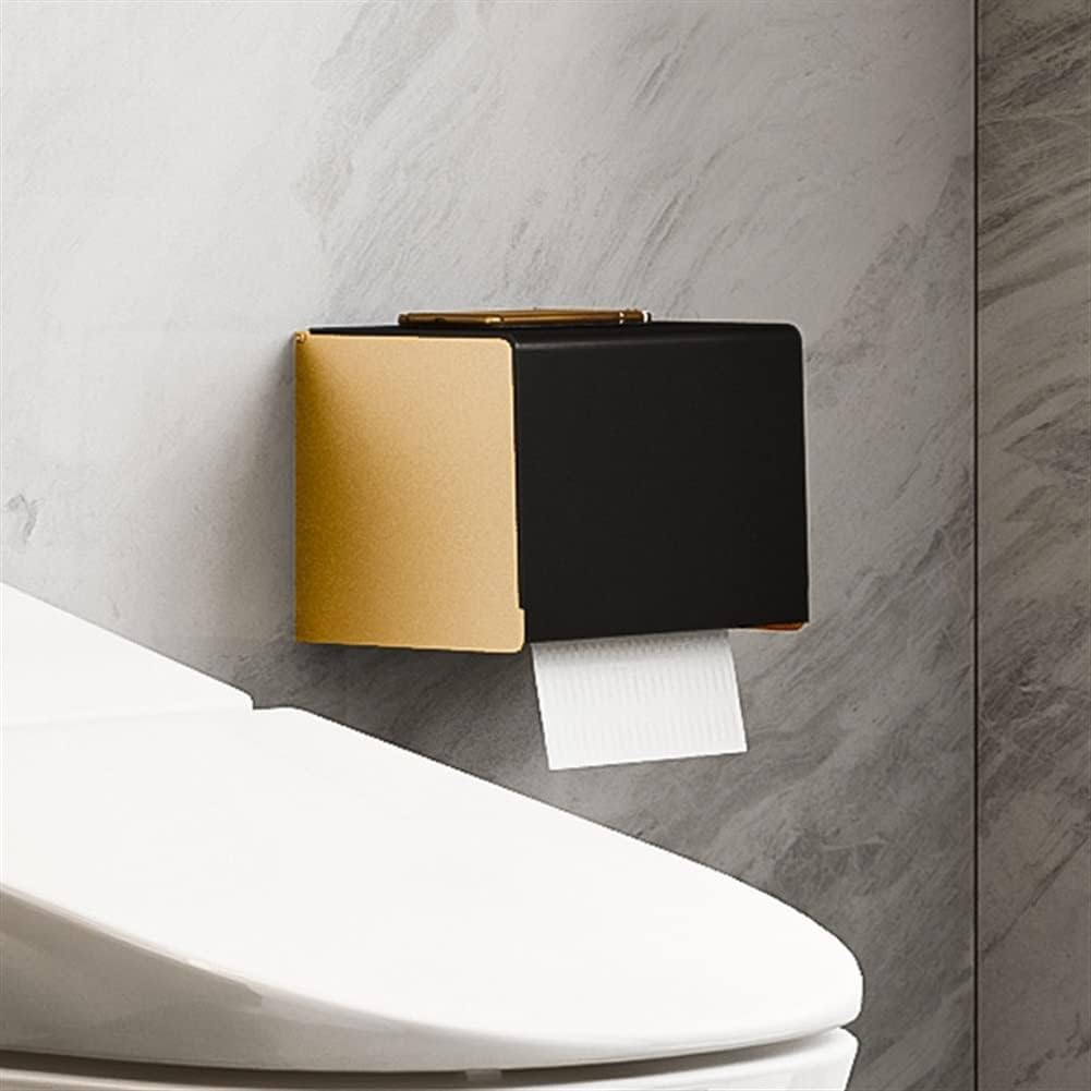 LSLYTQ Shower Caddy Bathroom Hotel Bath Towel Rack Shelf, Toilet Paper Holder, Double Towel Bar Accessories, Aluminum Alloy, Black Gold 50cm Bathroom Shelf Storage