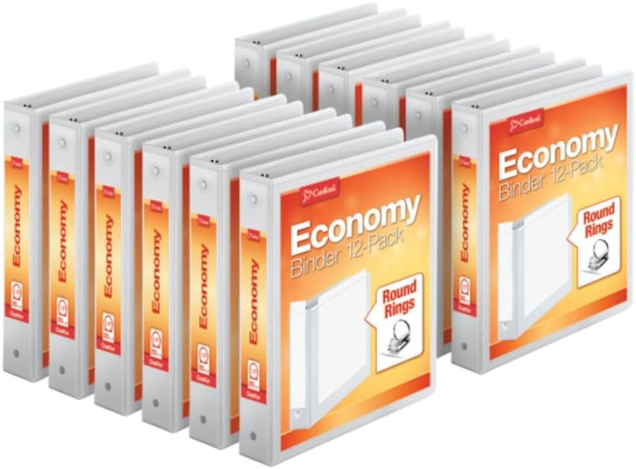 Cardinal Economy Binders Bundle - 4' Slant-D Rings Holds 835 Sheets Case of 6 & 1.5' Round Rings Holds 350 Sheets Carton of 12