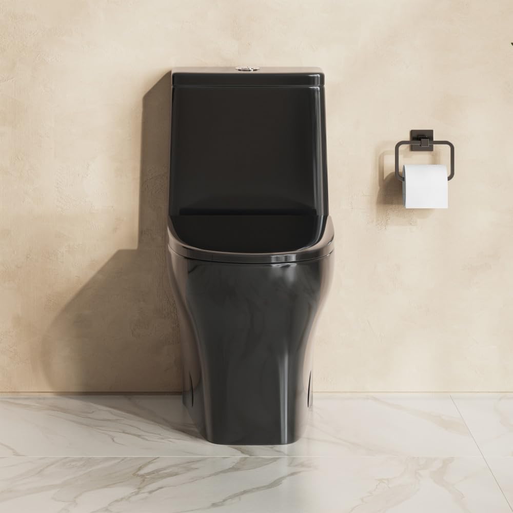 Sublime II One-Piece 12' Rough-in 1.1/1.6 GPF Dual Top Flush Round Compact Toilet in Glossy Black