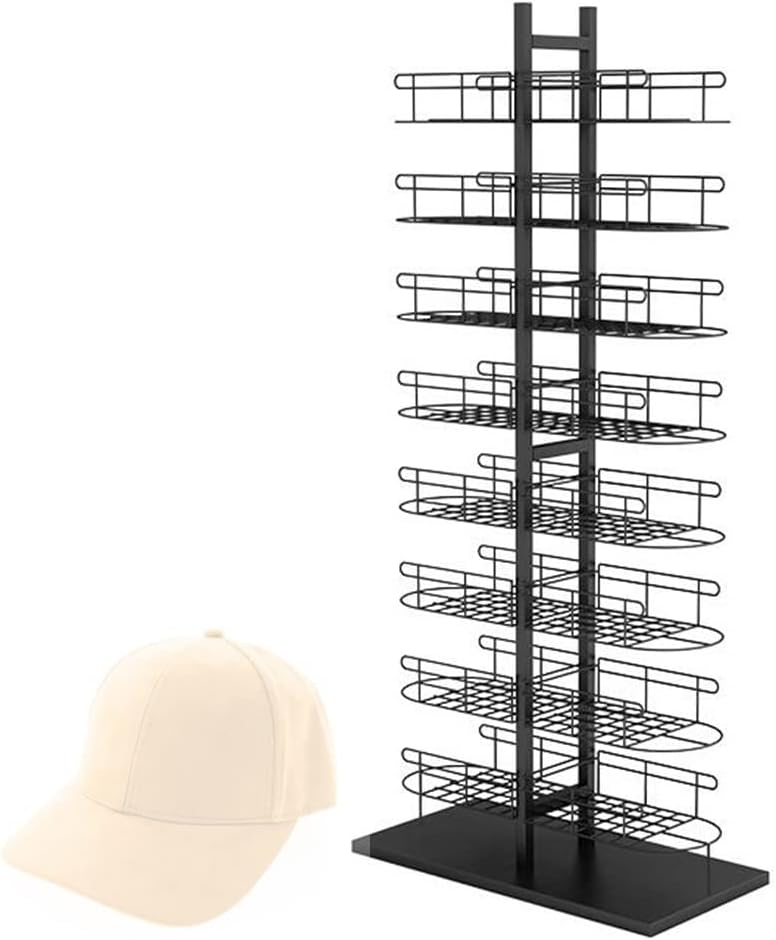 zktoermn 8 Tier Hat Display Stand Metal, Standing Hat Organizer Rack for Baseball Caps/Cowboy Hats/Full Brim Hat Easy Assembly(Black)