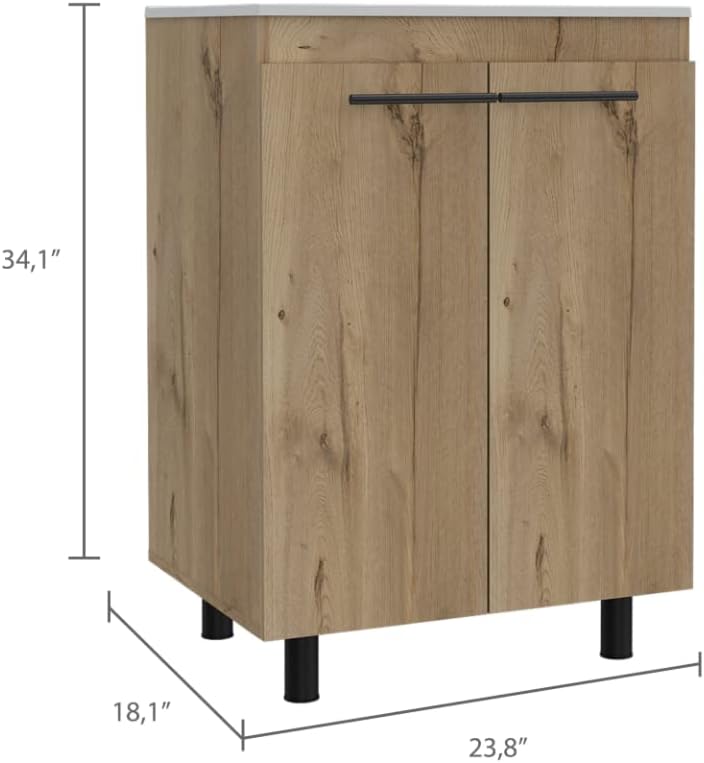 DEPOT E-SHOP 14' Hartford 2-Piece Bathroom Set with Linen Cabinet and Bathroom Vanity, Light Oak – Bathroom Vanity & Storage Suite for Master Bathrooms, Guest Baths & Small Bathrooms