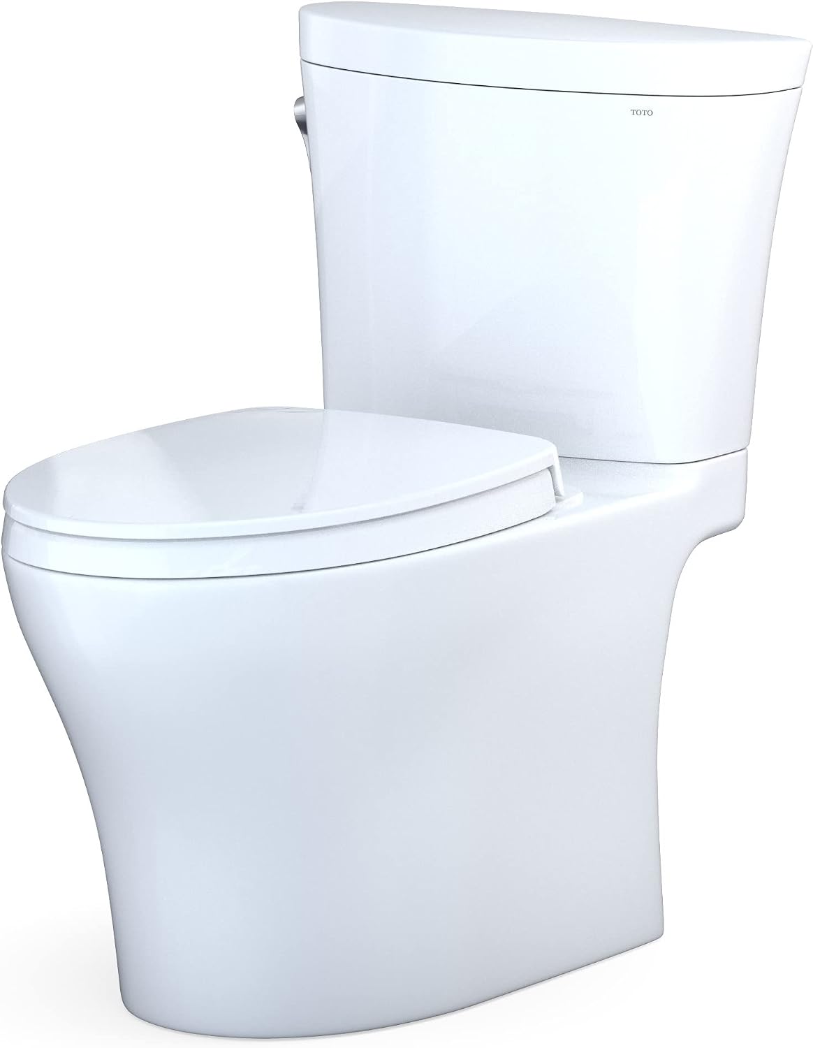 TOTO® Aquia IV® Arc Two-Piece Elongated Dual Flush 1.28 and 0.9 GPF Universal Height Toilet with CEFIONTECT®, WASHLET®+ Ready, Cotton White - MS448124CEMFGN#01