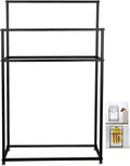 Exquisite Bathroom Shelves Towel Holder Stand Black, Free Standing Towel Rack 2 Tier Metal Floor Towel Bar Stand, Blanket Rack for Bathroom Floor,Poolside,Pool,Spa(Size:85×20×110cm)
