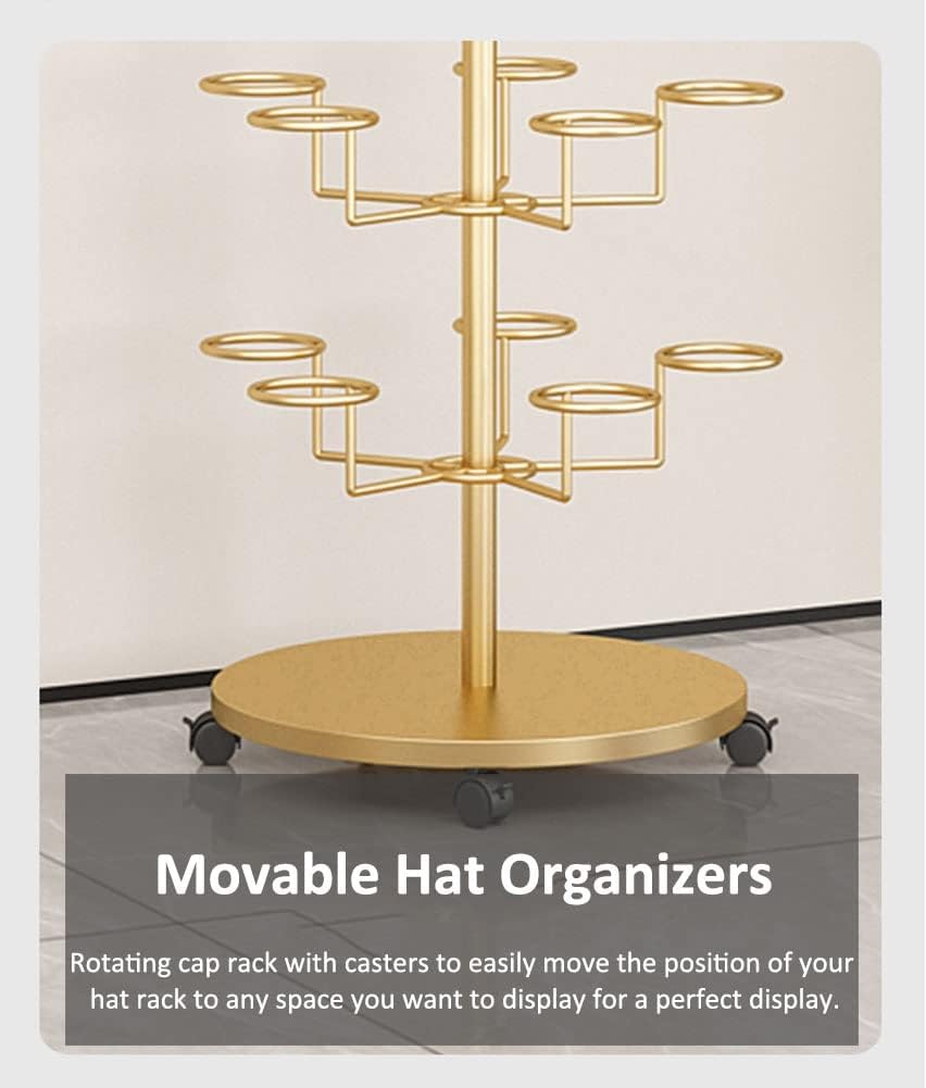 Hat Display Stand Large Capacity Hat Storage Organizers for Women, 6 Tiers Standing Hat Display Rack for Baseball Caps, Commercial and Home Use