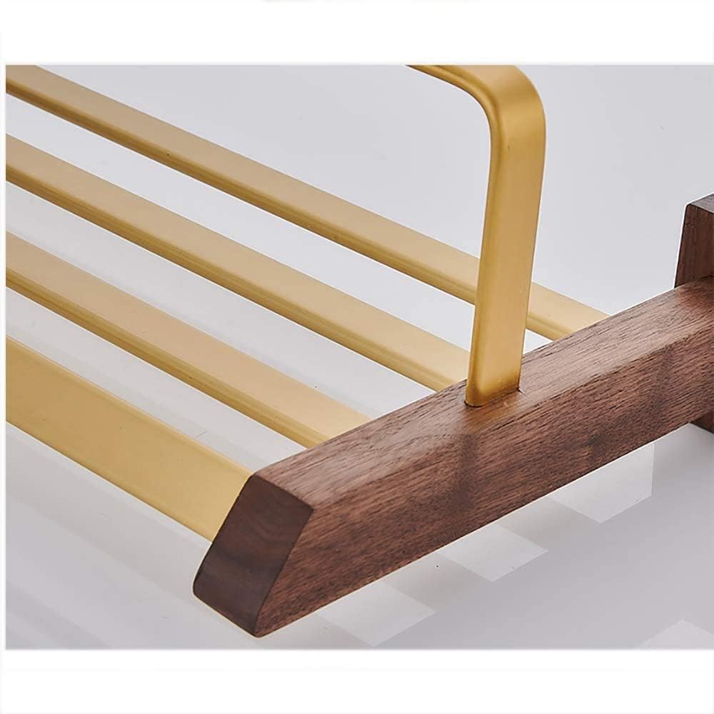 Towel Rack – Heavy Duty Wall-Mounted Towel Bar, Black Walnut & Aluminum, Brushed Gold & Coffee, Dual Installation for Bathroom, Kitchen, Hotel