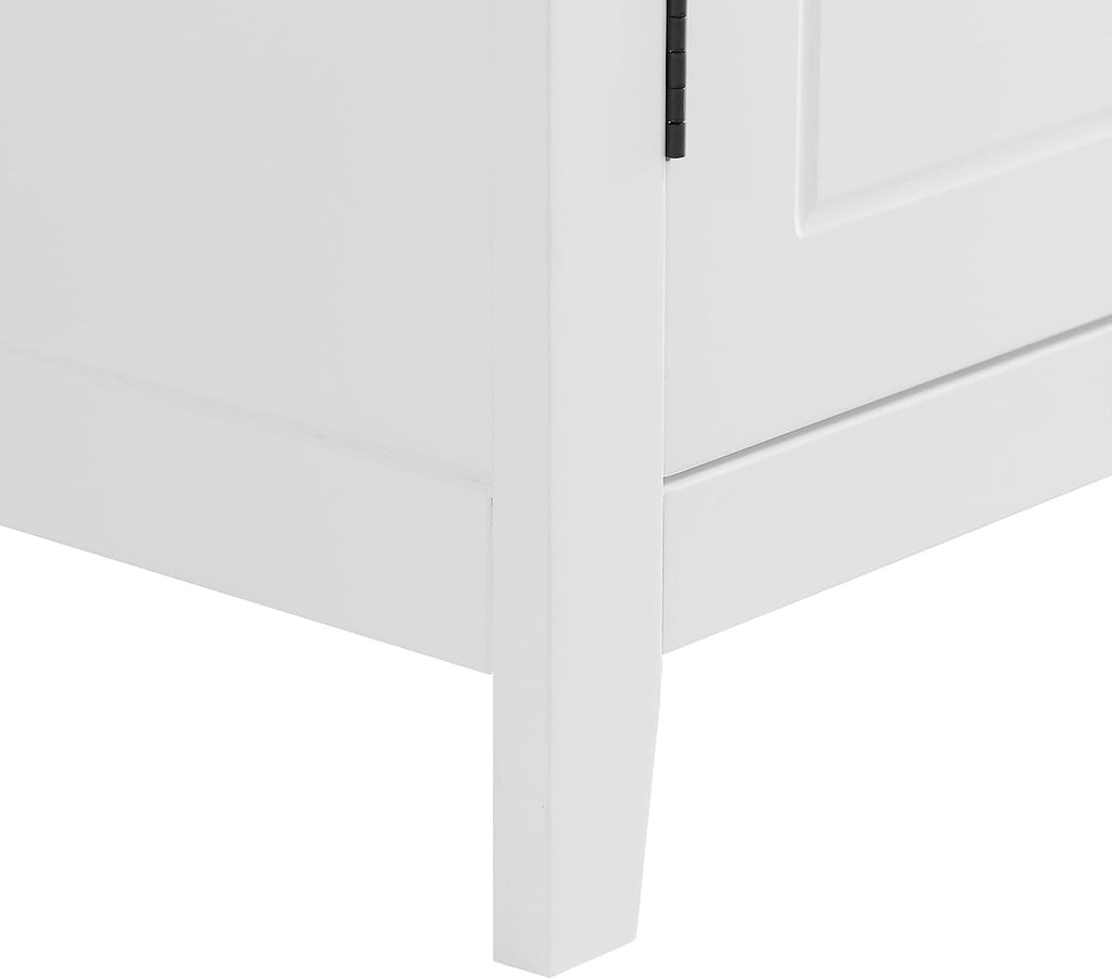Bathroom Storage Cabinet with Adjustable Shelves, Freestanding | MDF, painted finish, adjustable shelves, 4 doors, anti-tip kit, bathroom, home office, 23.6 W x 11.8 D x 43.3 H in
