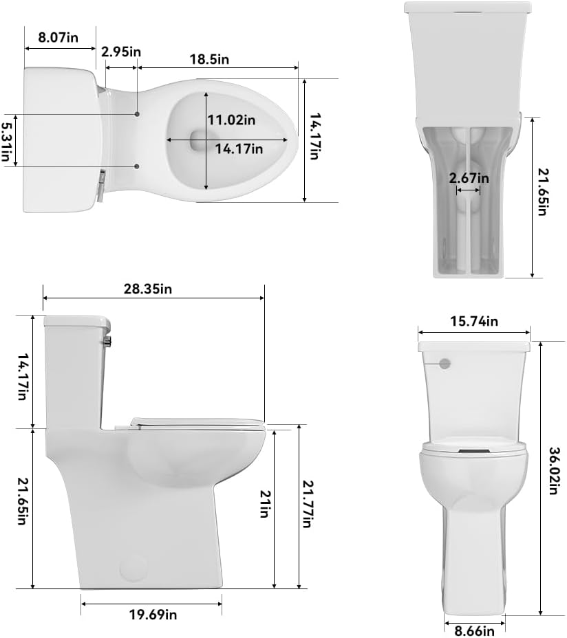 SUPERFLO 21 Inch Extra Tall Toilets Comfort Height Toilet for Seniors & Tall Adults, ADA Elongated Toilet with 1.28 GPF Single Flush, Easy Install Bathroom Toilet (White)