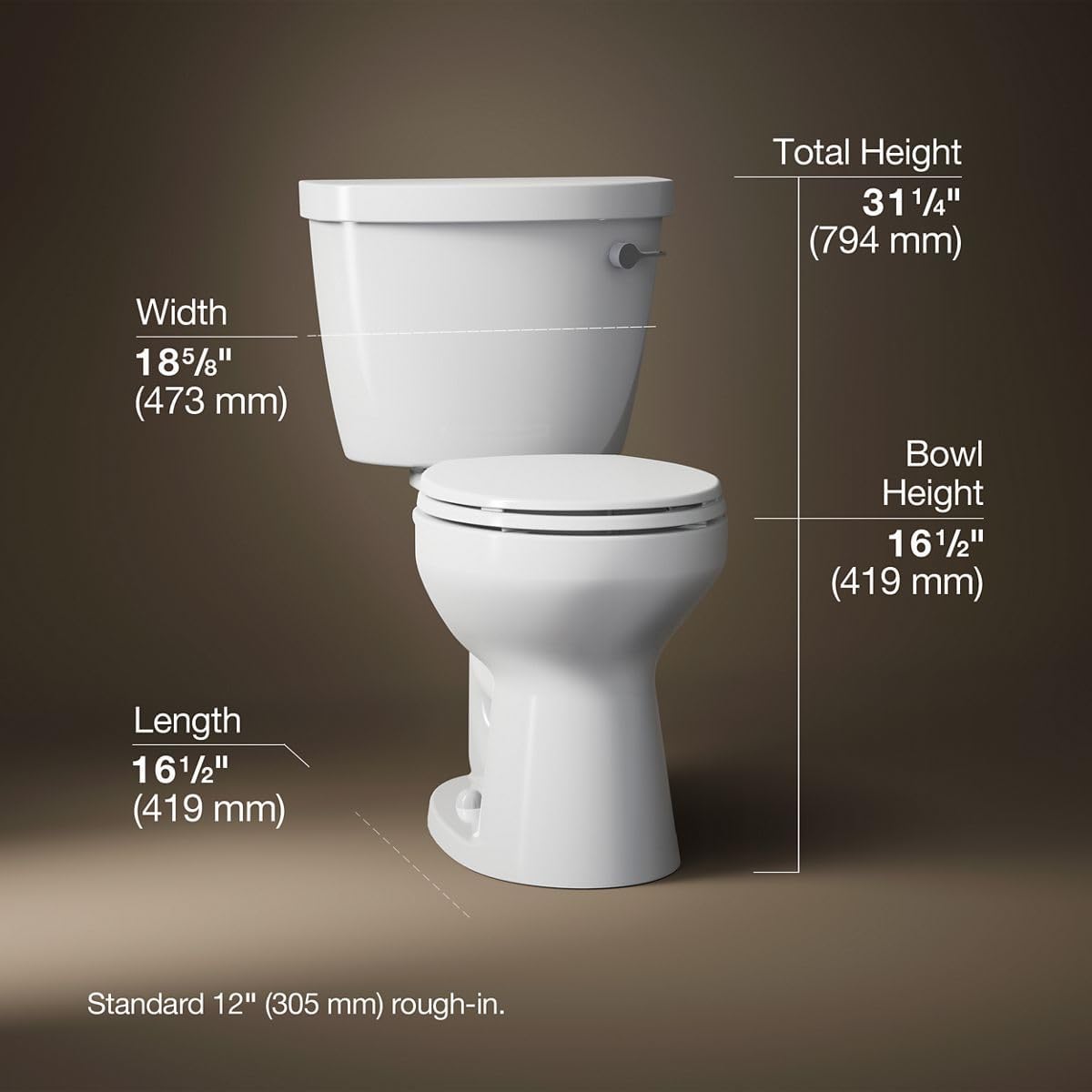 KOHLER Cimarron Comfort Height Two-piece Round-front 1.6 Gpf Chair-height Toilet