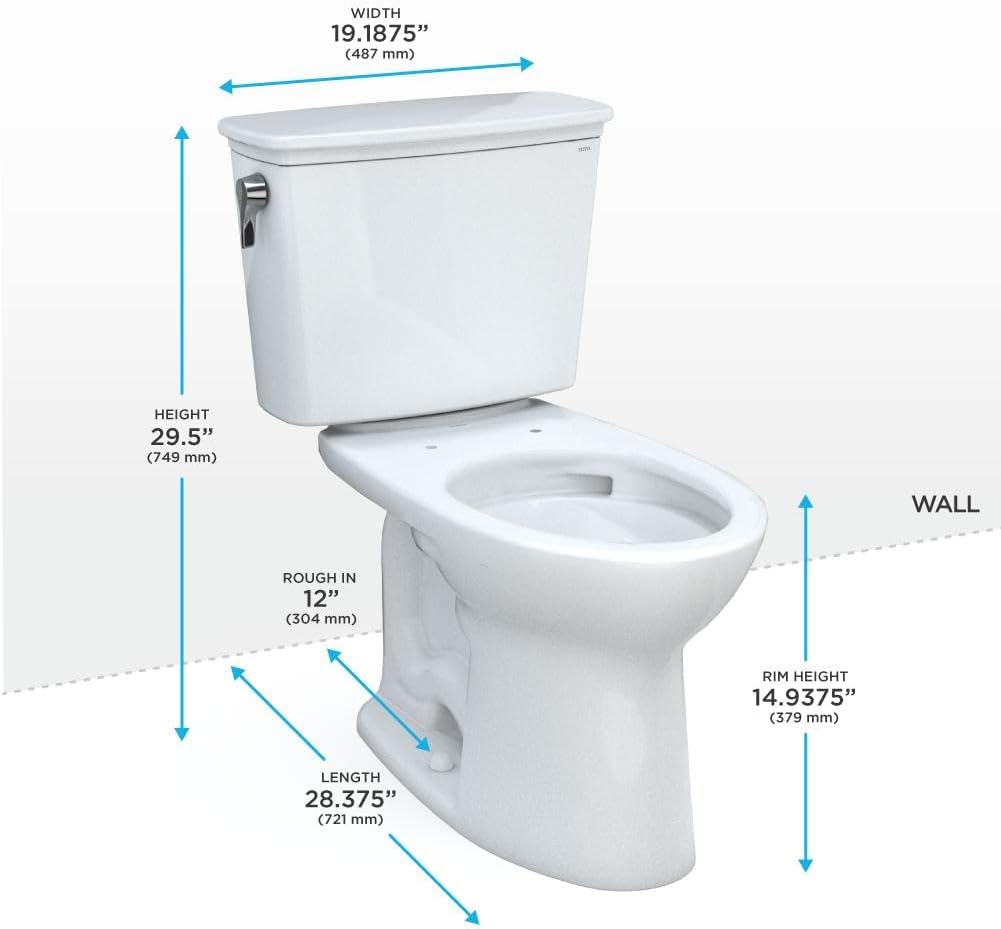 TOTO Drake Transitional Two-Piece Elongated 1.28 GPF Universal Height TORNADO FLUSH Toilet with CEFIONTECT, Cotton White - CST786CEFG#01