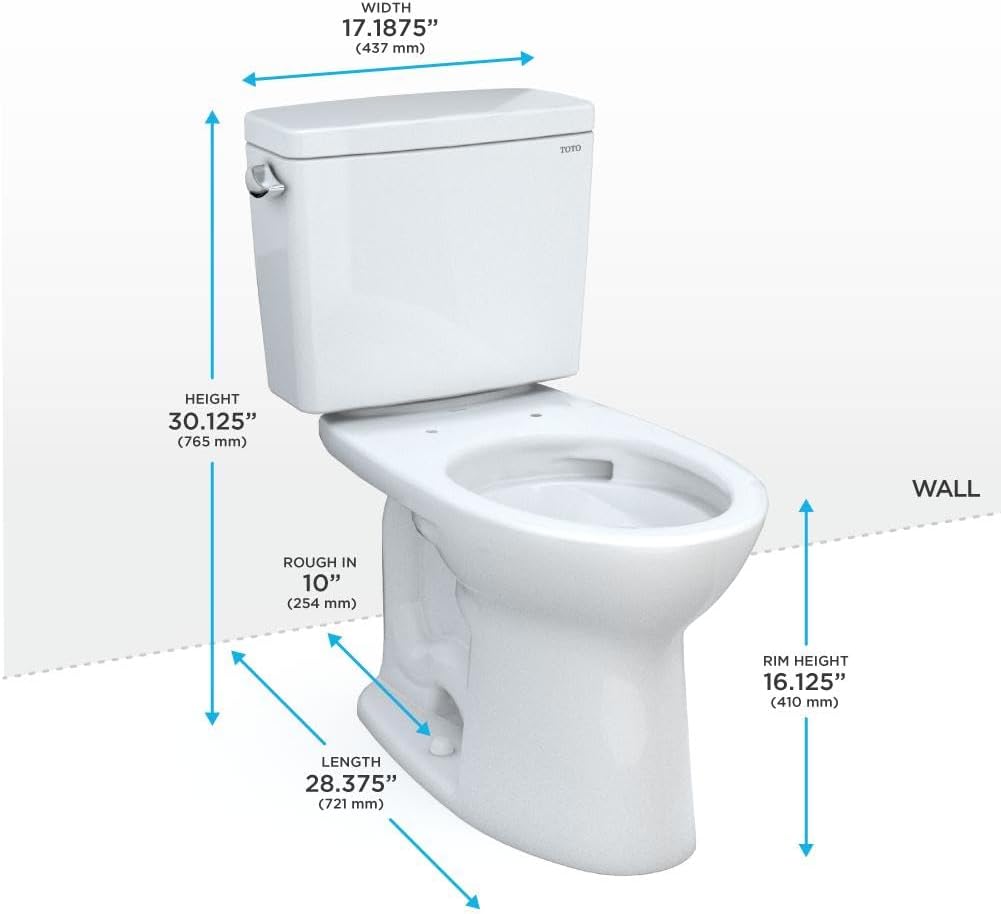 TOTO® Drake® Two-Piece Elongated 1.6 GPF Universal Height TORNADO FLUSH® Toilet with CEFIONTECT and 10 Inch Rough-In, Cotton White - CST776CSFG.10#01