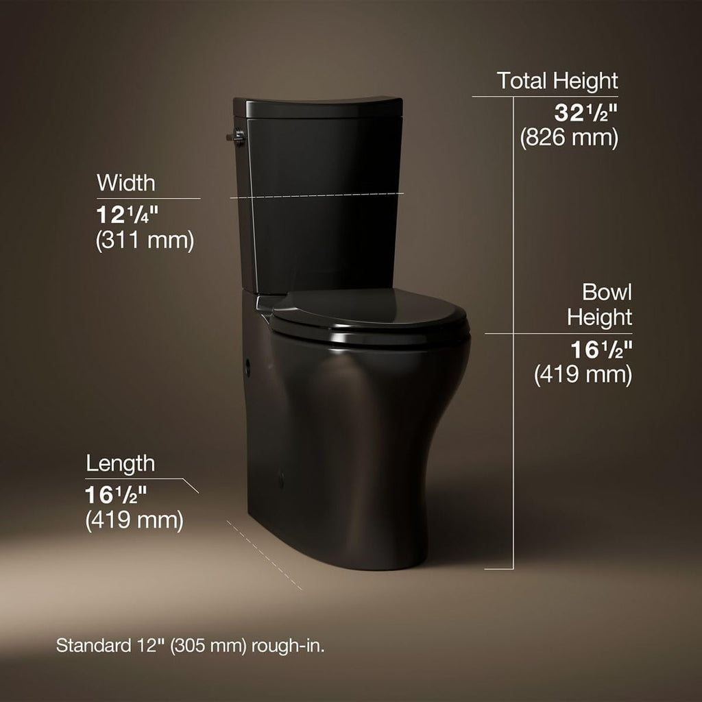 KOHLER Persuade® Curv Comfort Height® two-piece elongated dual-flush toilet with left-hand trip lever and skirted trapway, seat not included