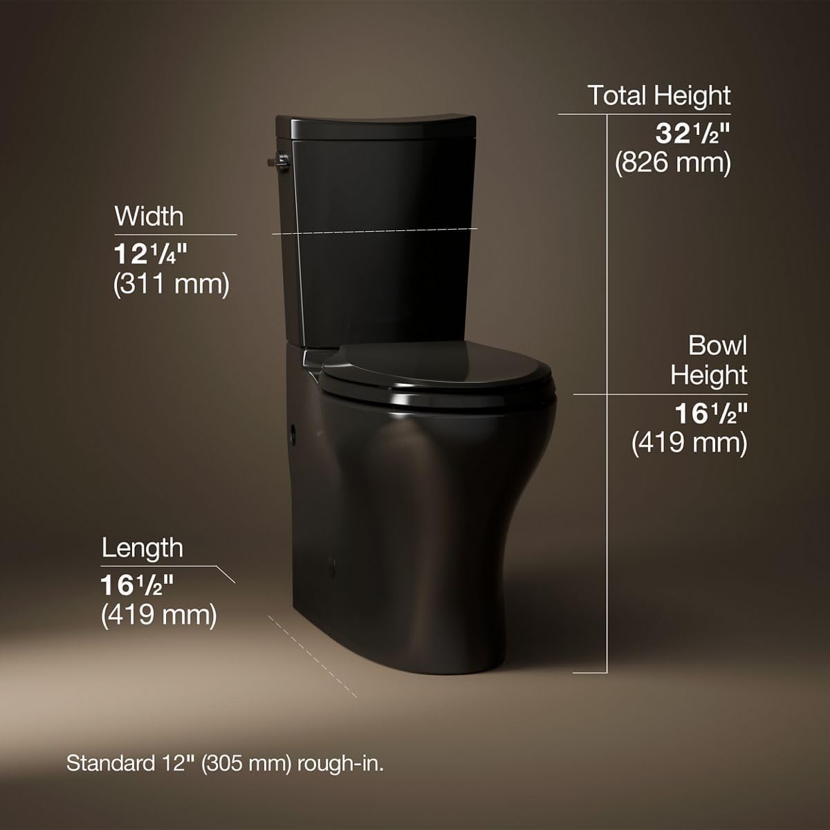 KOHLER Persuade® Curv Comfort Height® two-piece elongated dual-flush toilet with left-hand trip lever and skirted trapway, seat not included