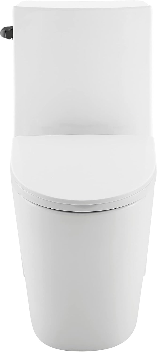 St. Tropez One Piece Elongated Toilet Side Flush 1.28 gpf with Black Hardware