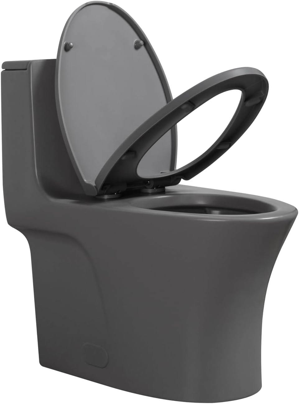 Dual Flush One Toilet, Water Saving Elongated Comfort Height Floor Mounted, Soft Closing Seat, 1000 Gram Map Flushing SToilet, Light Grey