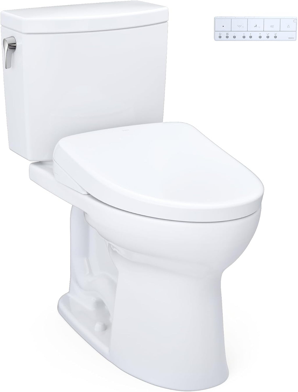 TOTO® WASHLET®+ Drake® II 1G® Two-Piece Elongated 1.0 GPF Toilet with Auto Flush WASHLET®+ S7A Contemporary Bidet Seat, Cotton White - MW4544736CUFGA#01