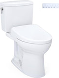 TOTO® WASHLET®+ Drake® II 1G® Two-Piece Elongated 1.0 GPF Toilet with Auto Flush WASHLET®+ S7A Contemporary Bidet Seat, Cotton White - MW4544736CUFGA#01