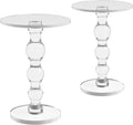 Acrylic End Table Set of 2, 16' x16' x 23' Modern Pedestal Acrylic Side Table, Clear Round Martini Table for Living Room Bedroom Small Spaces