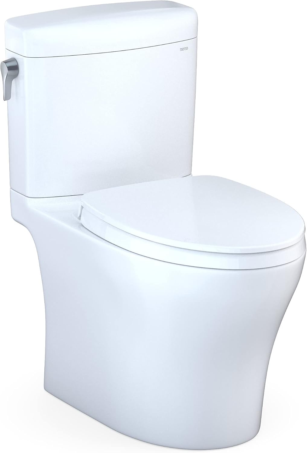 TOTO® Aquia IV® Cube Two-Piece Elongated Dual Flush 1.28 and 0.9 GPF Universal Height Toilet with CEFIONTECT®, WASHLET®+ Ready, Cotton White - MS436124CEMFGN#01