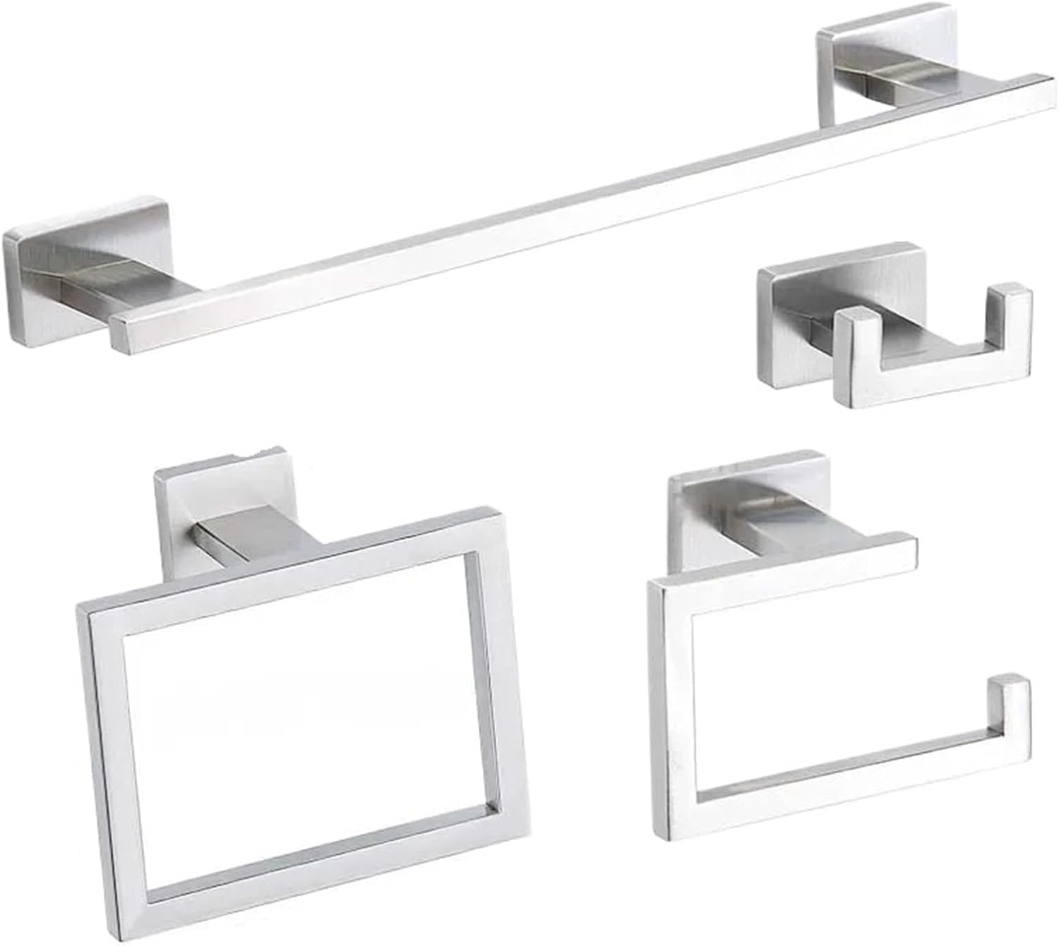 Black Gold Stainless Steel Bathroom Hardware Kit Towel Bar Toilet Paper Rack Clothes Doule Hooks Ring Square Brushed(Q)