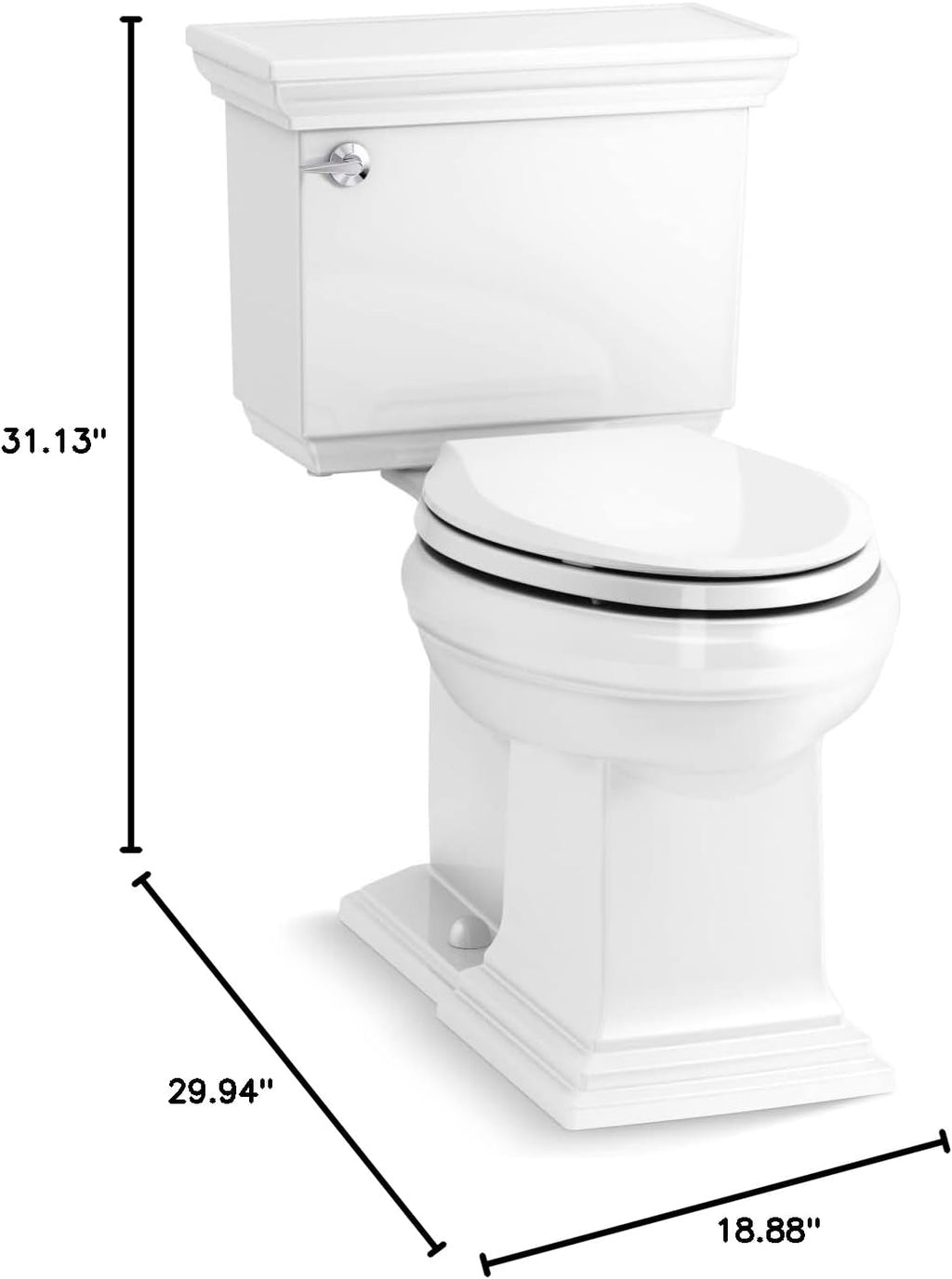 KOHLER Memoirs Stately Continuousclean St Two-Piece Elongated Toilet With Concealed Trapway, 1.28 Gpf