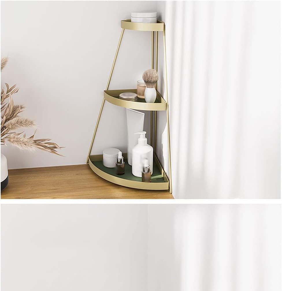 Makeup Box Corner Cosmetic Iron Shelf Desktop Dressing Table Three tier Skin Care Product Storage Rack Table Simple Lipstick Makeup Rack Cosmetics and Perfume Organizer, yuqing2022