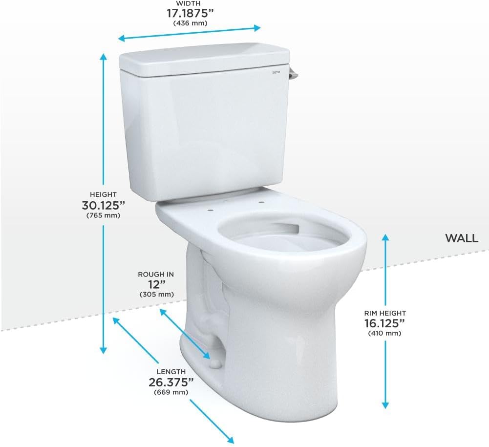 TOTO Drake Two-Piece Round 1.28 GPF Universal Height TORNADO FLUSH Toilet with CEFIONTECT, Cotton White - CST775CEFRG#01