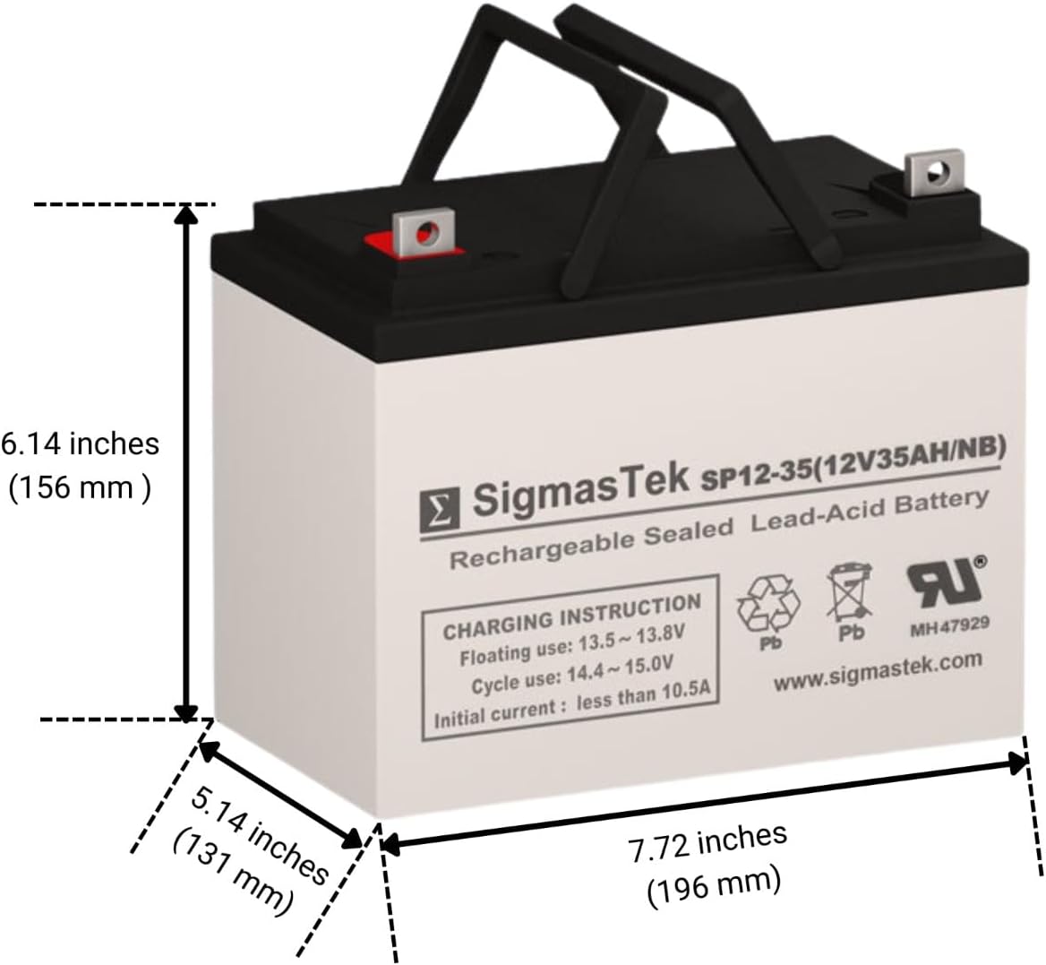SigmasTek Merits Pioneer 3 S131 Mobility Scooter 12V 35AmpH U1 Size Replacement Battery Pack Set of 2, 12V 35Ah U1 Size