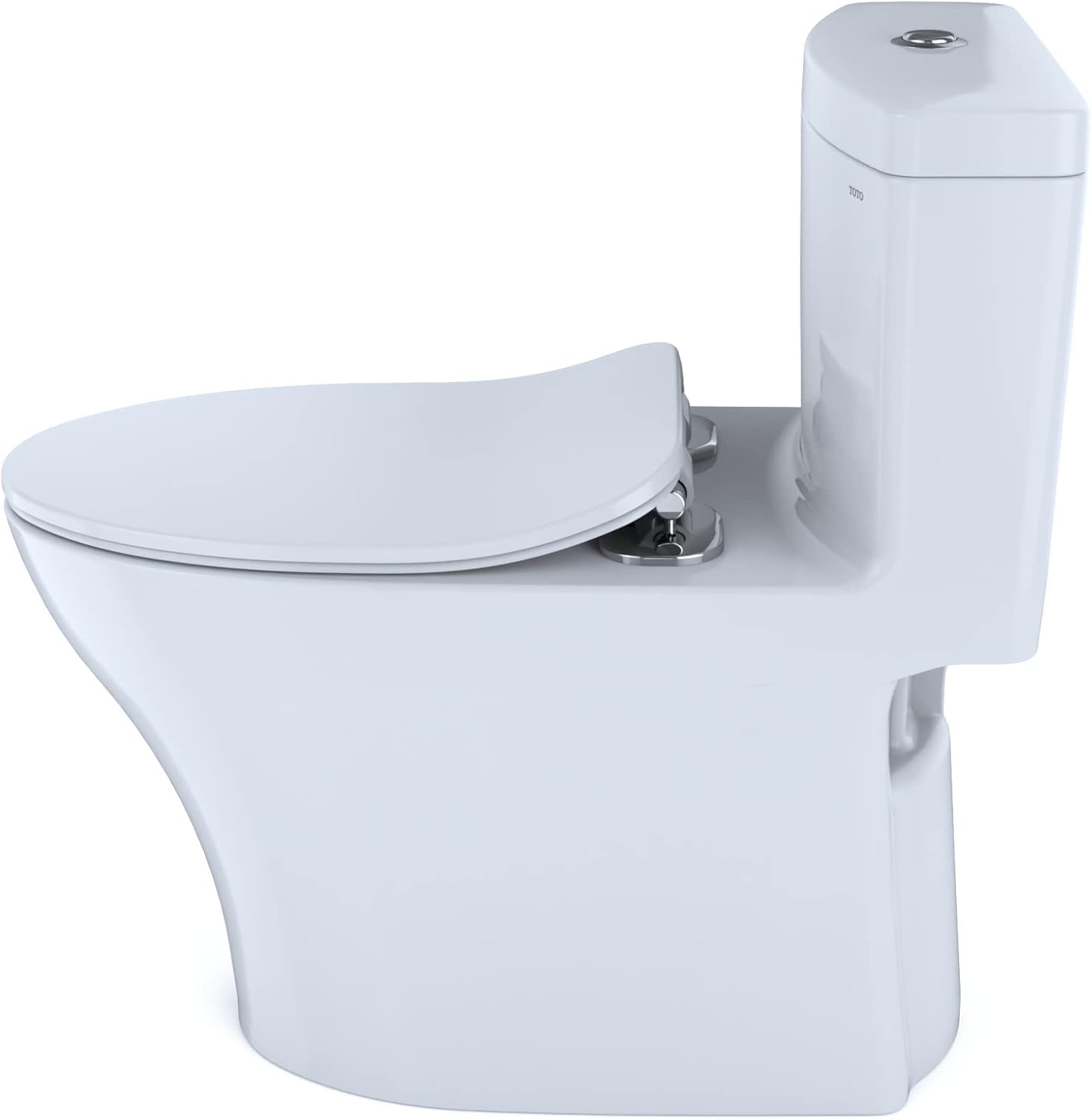 TOTO® Aquia® IV One-Piece Elongated Dual Flush 1.28 and 0.9 GPF Universal Height, WASHLET®+ Ready Toilet with CEFIONTECT®, Cotton White- MS646234CEMFGN#01