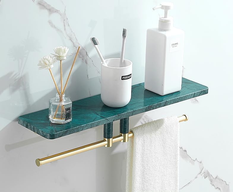 ROBOTA Marble Paper Towel Holder, Towel Rod, Wall Mounted Toilet Paper Holder, Shelf, green-40 Long Shelf, As Shown in Fig