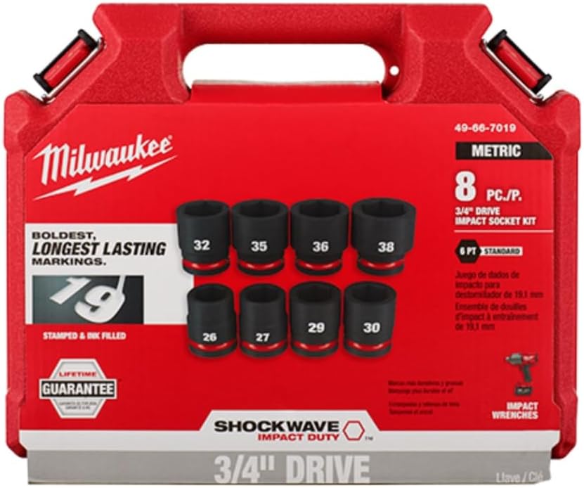 Milwaukee Impact Socket Set 3/4' Short 08 Pcs 49-66-7019