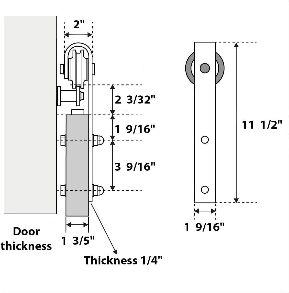 SARTODOORS Quadro 4522 | Interior Single Sliding barn Door with Clear Glass, MDF, 42x84, Black, Modern Style | Hardware Included