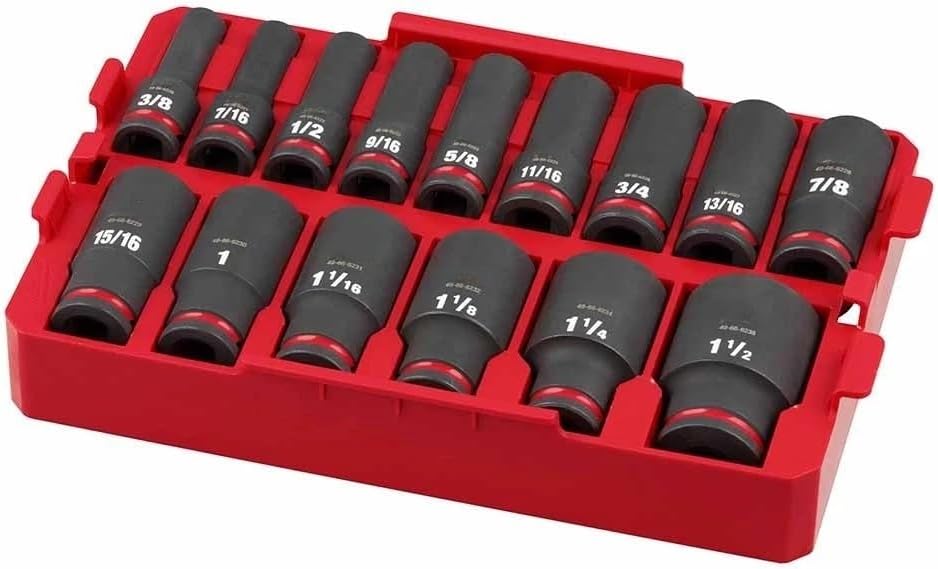 15PC 49-66-6817 for Milwaukee 1/2' Socket Set - Red